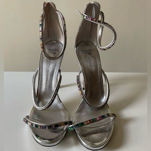 Giuseppe Zanotti Metallic Crystal Embellished Heels